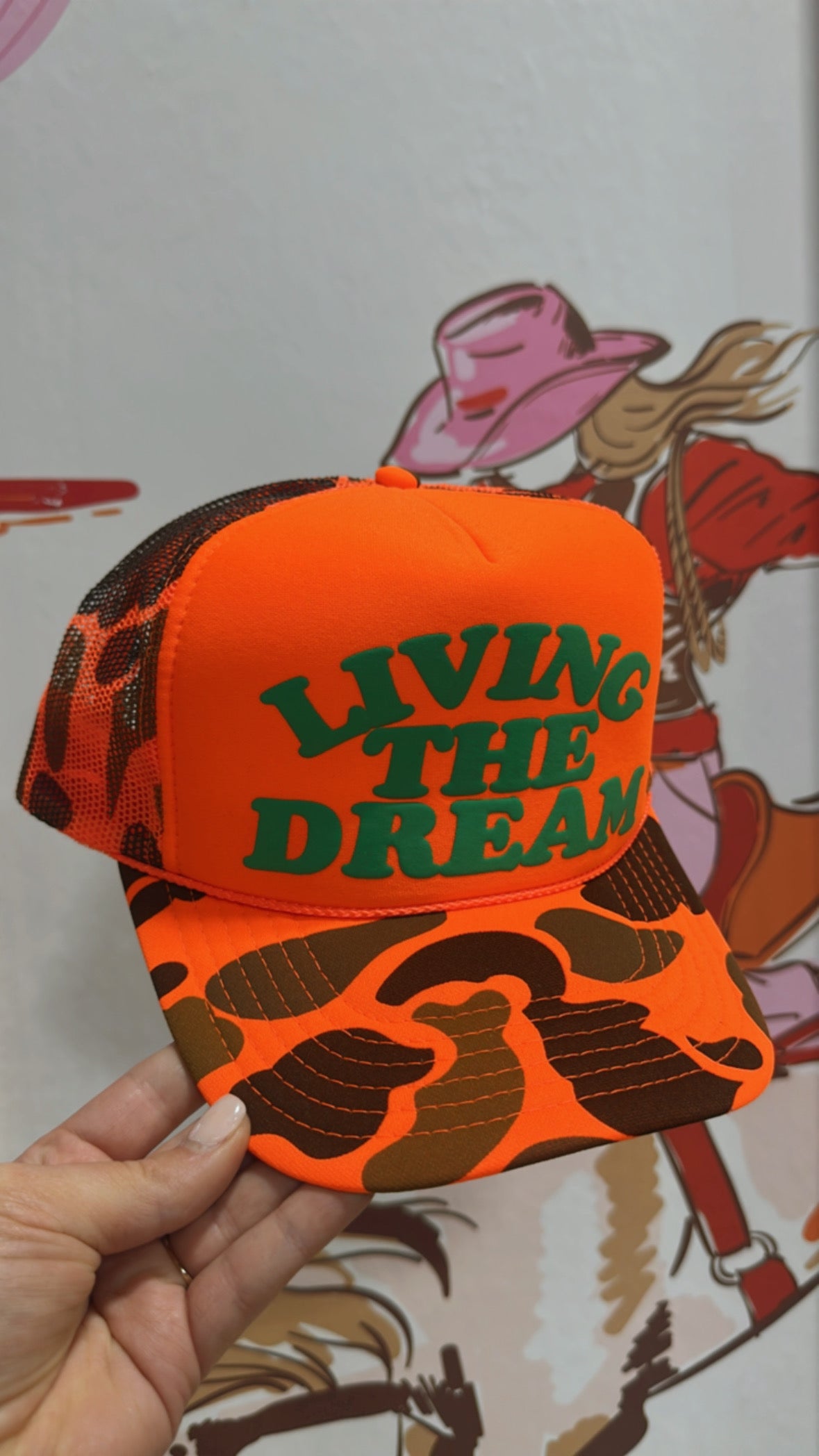 Living The Dream Trucker - Orange Camo