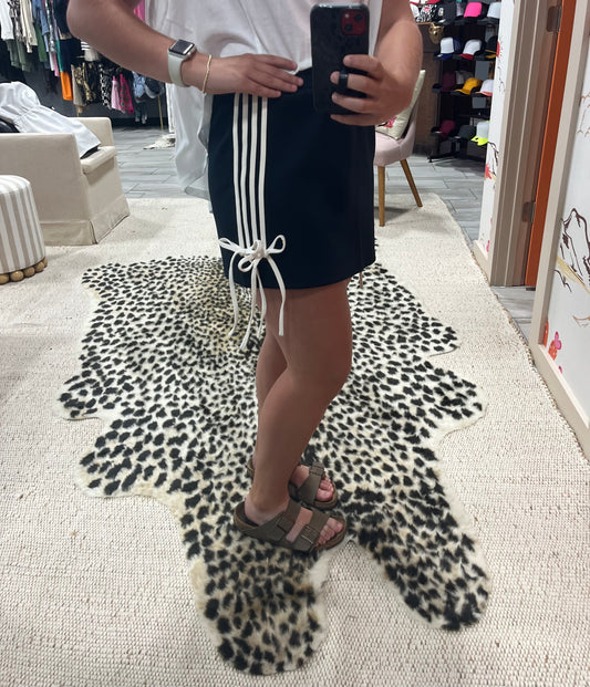 Navy & White Track Mini Skirt