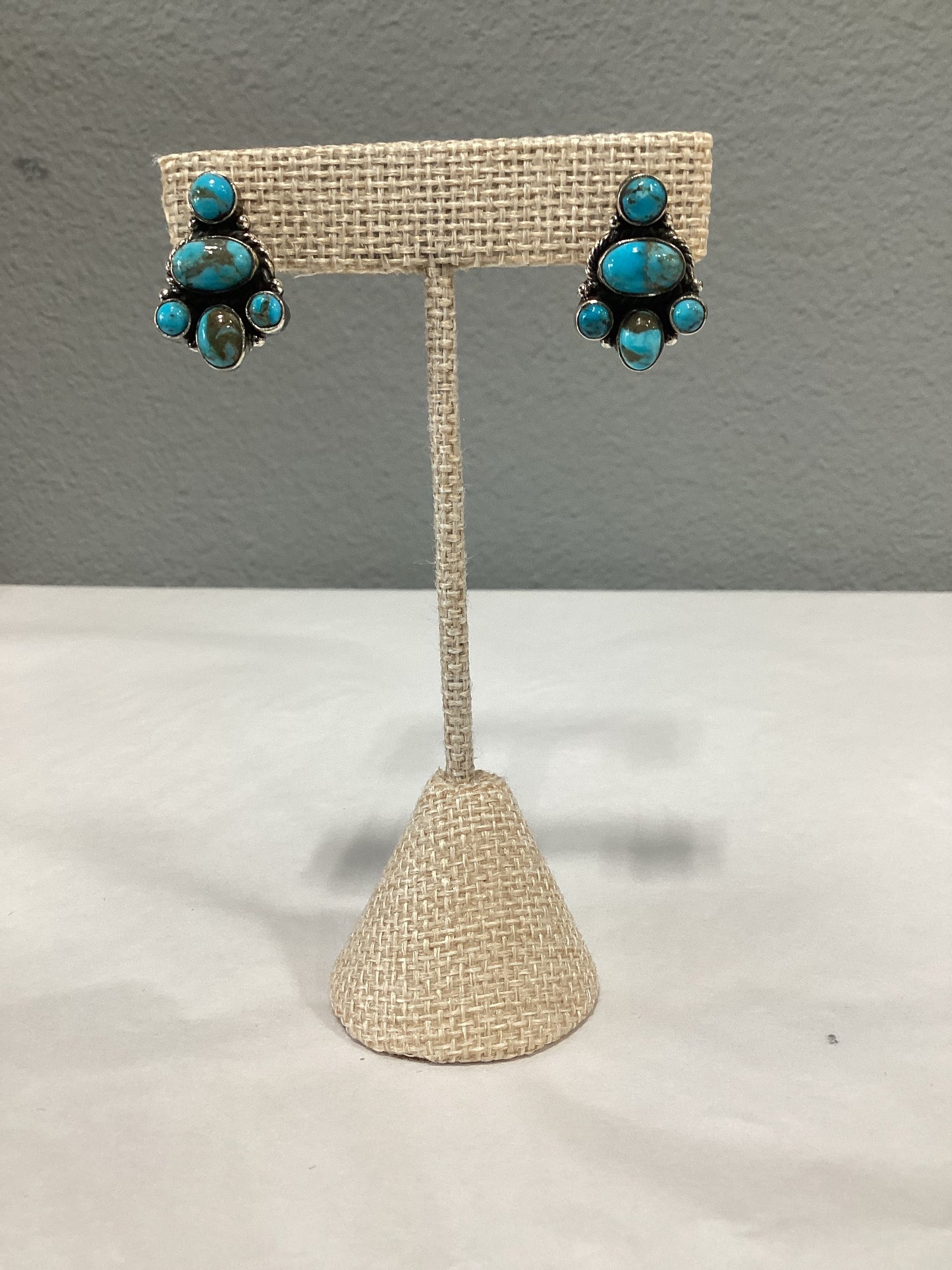Kingman Turquoise Cluster Stud Earrings