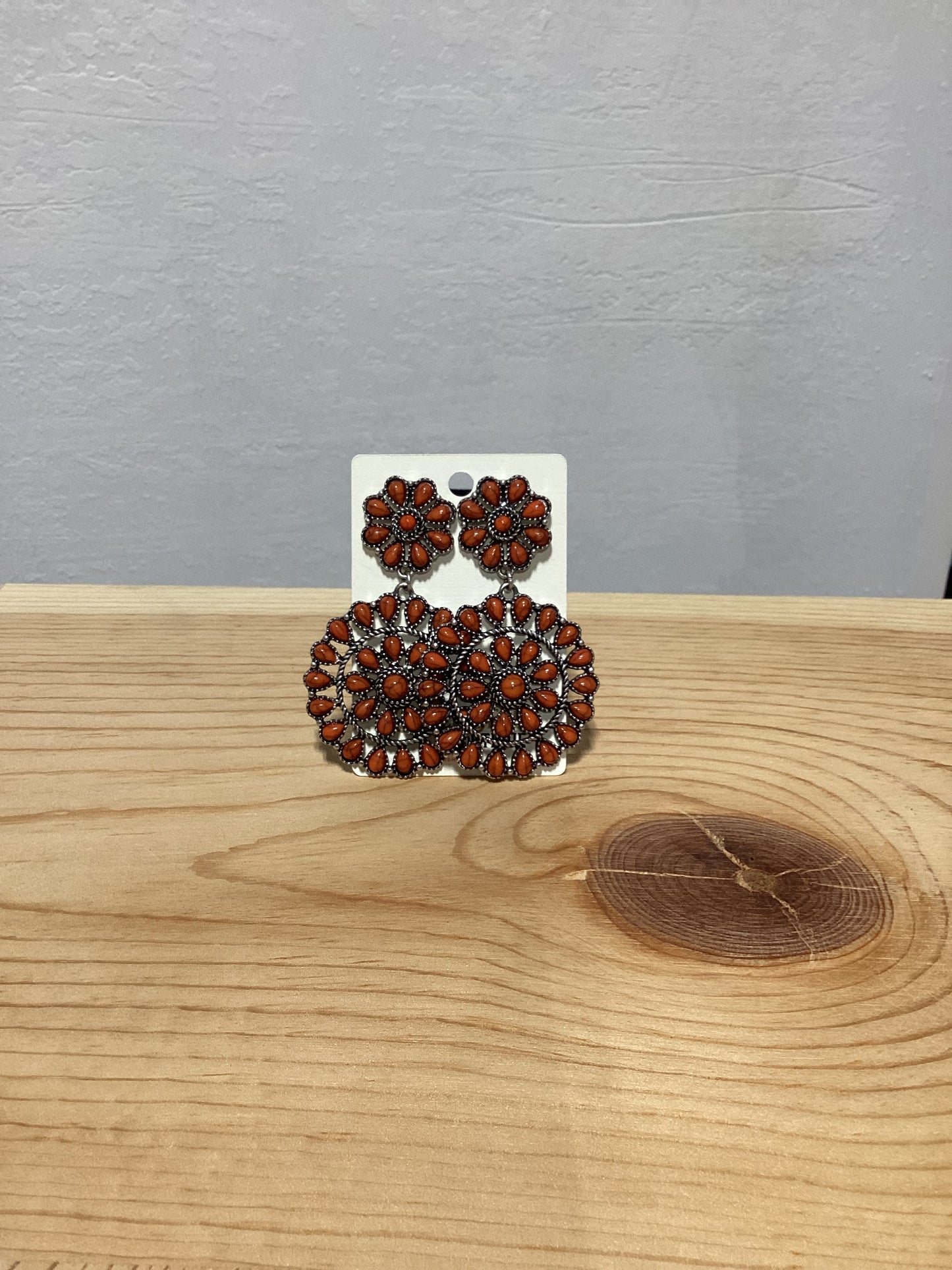 Faux Orange Double Cluster Earrings