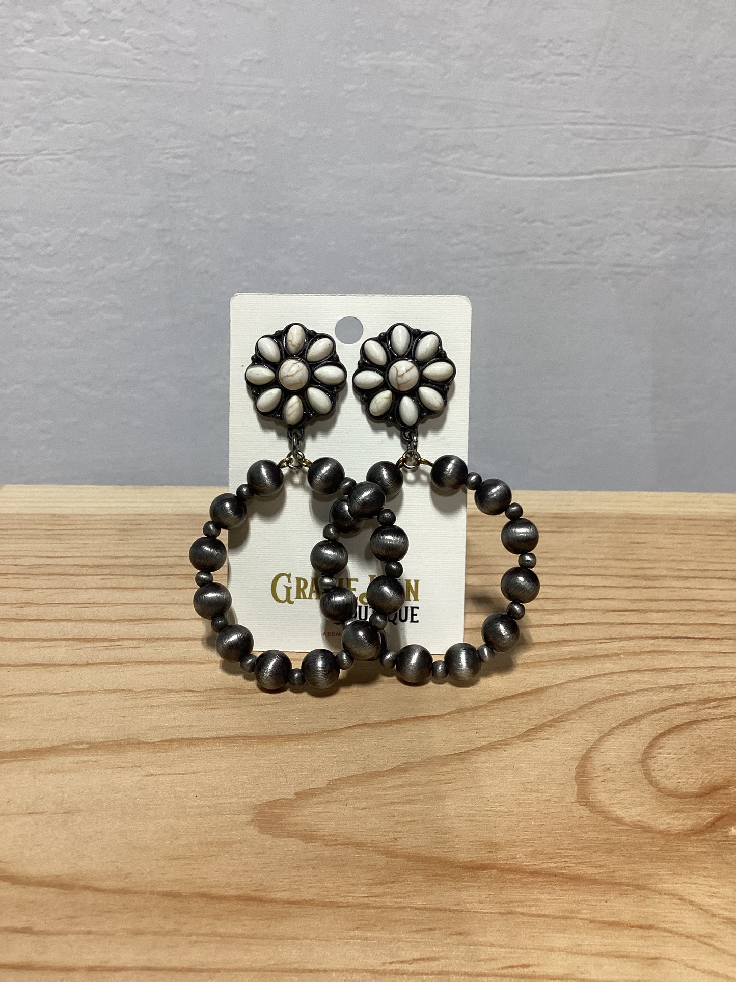 Faux White Cluster and Navajo Hoop Inspired Earrings