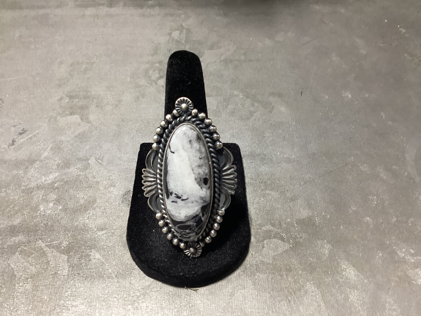 Large Oval Black and White Ring Adjustable