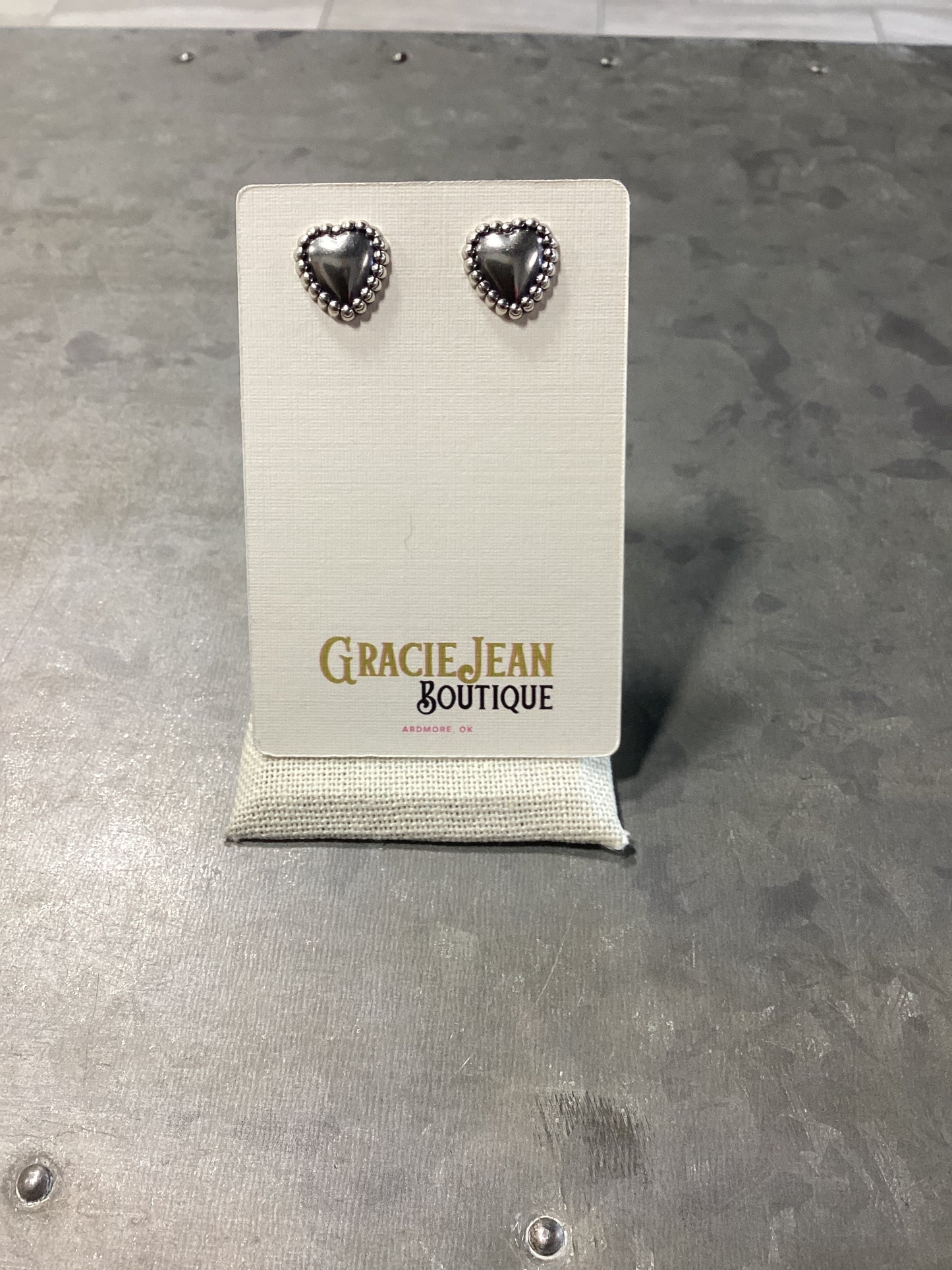 Sterling Silver Concho Heart Earring
