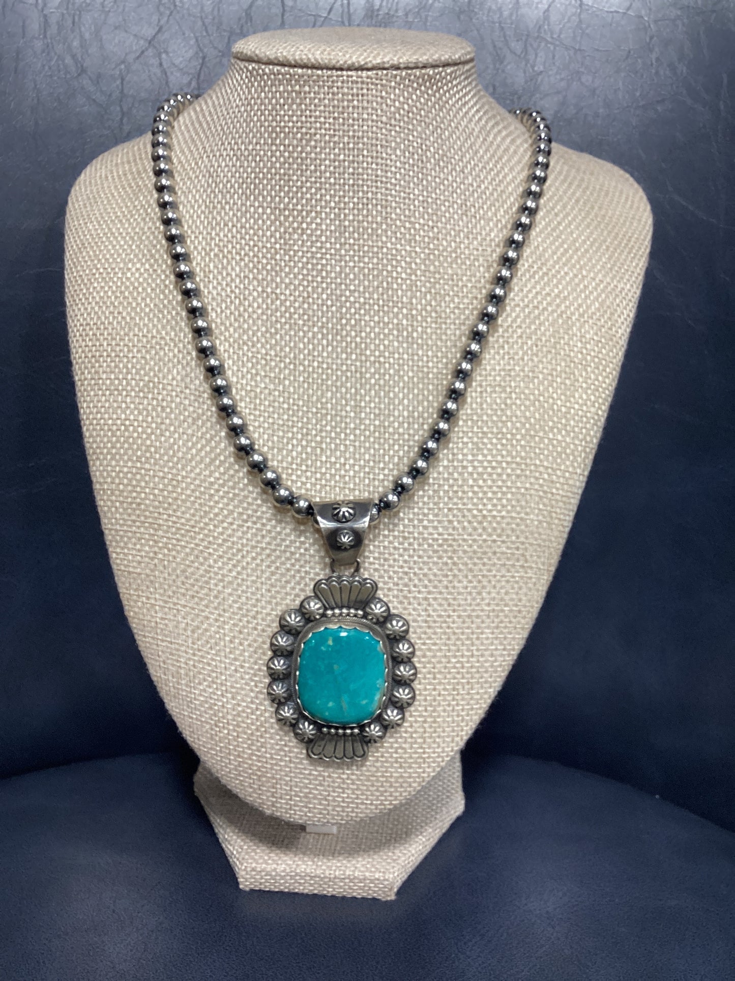 Turquoise Pendant w/Star Details