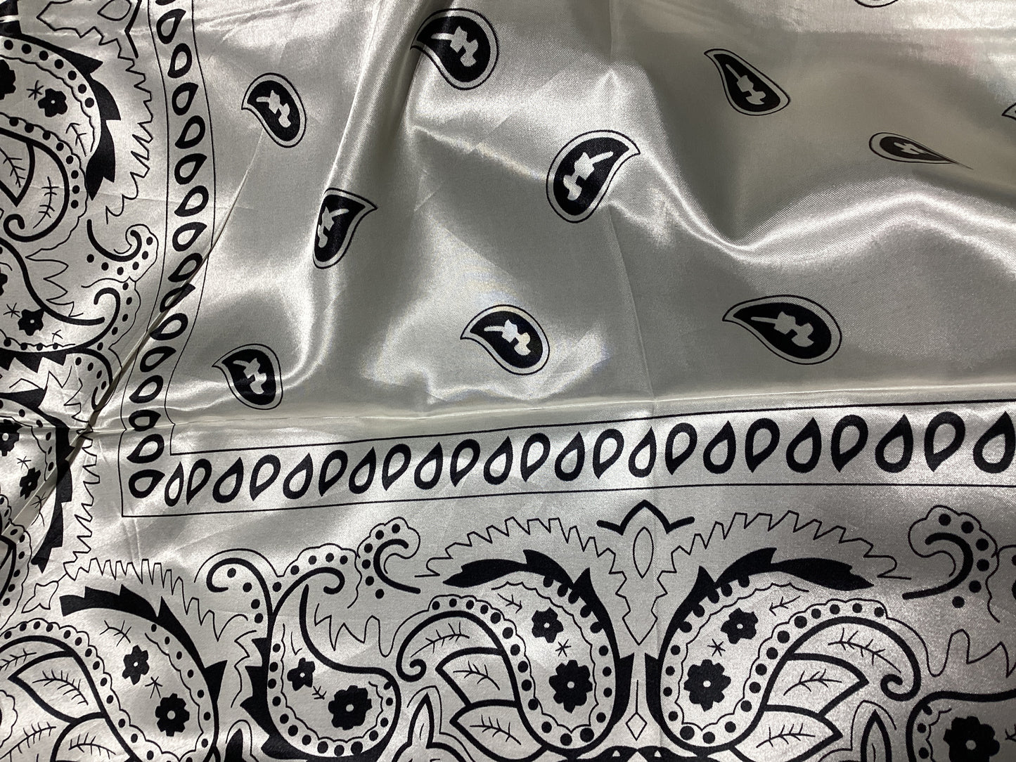 Off White Silk Bandana Print Scarf