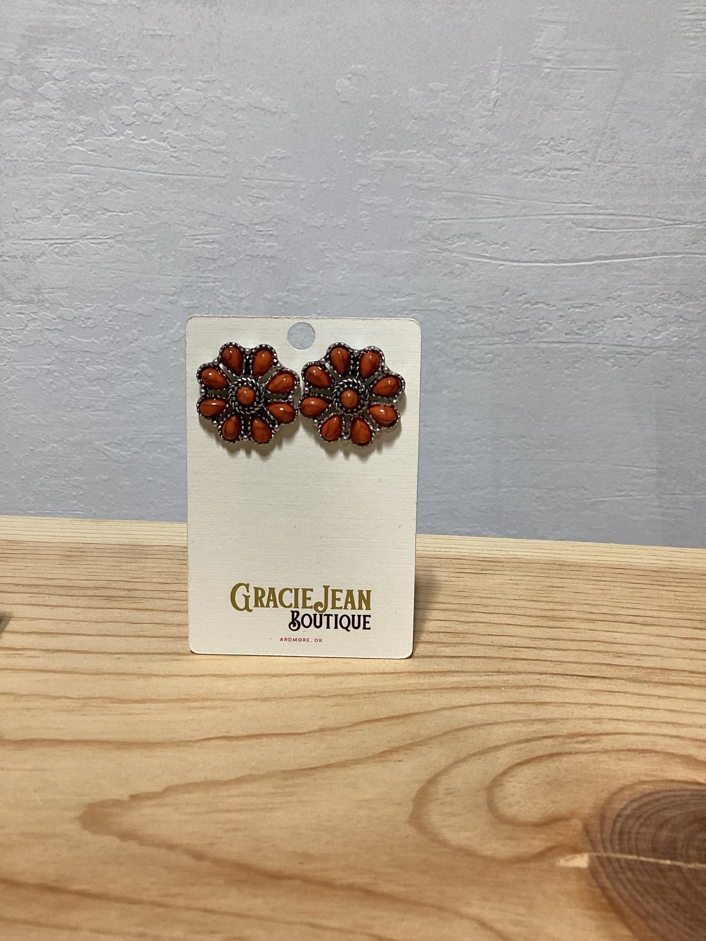 Faux Orange Flower Earrings