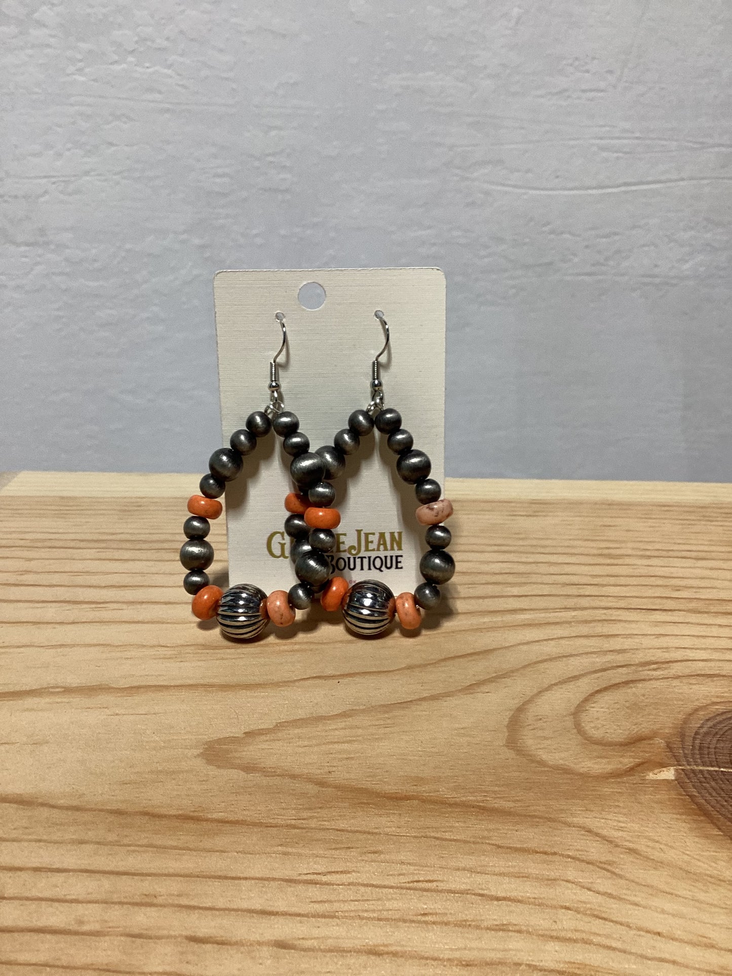Faux Navajo and Orange Inspired Drop Earrings