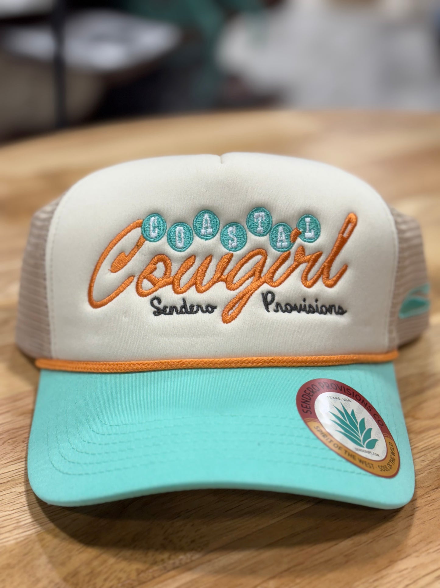 Coastal Cowgirl Hat - Cream/Teal