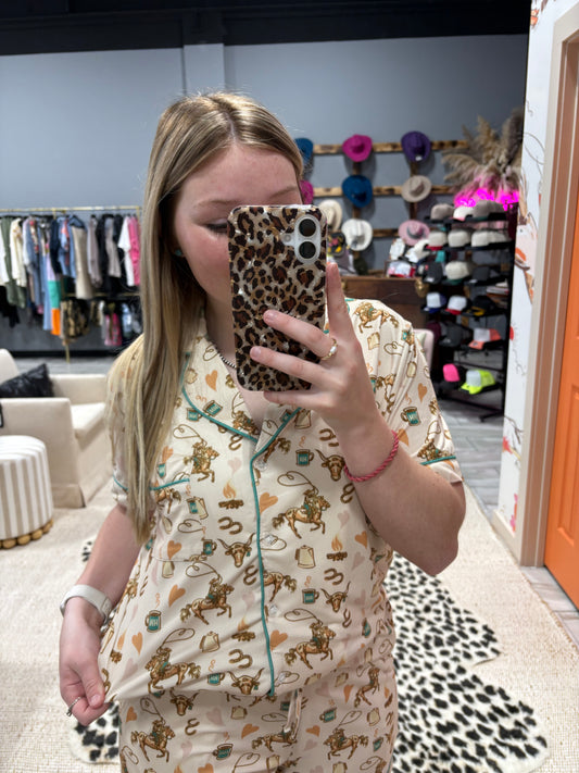 Coffee Cowgirl PJ Set