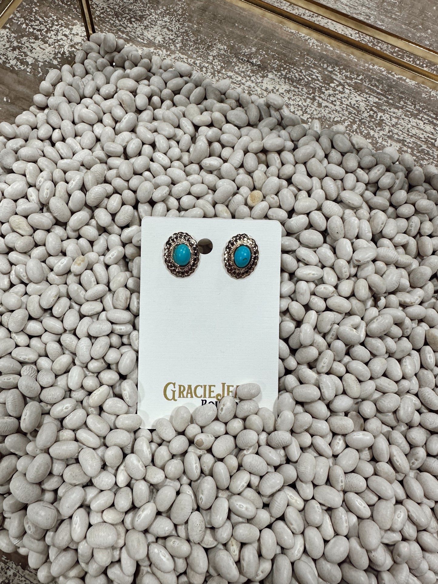 Faux Gold & Turquoise Concho Studs