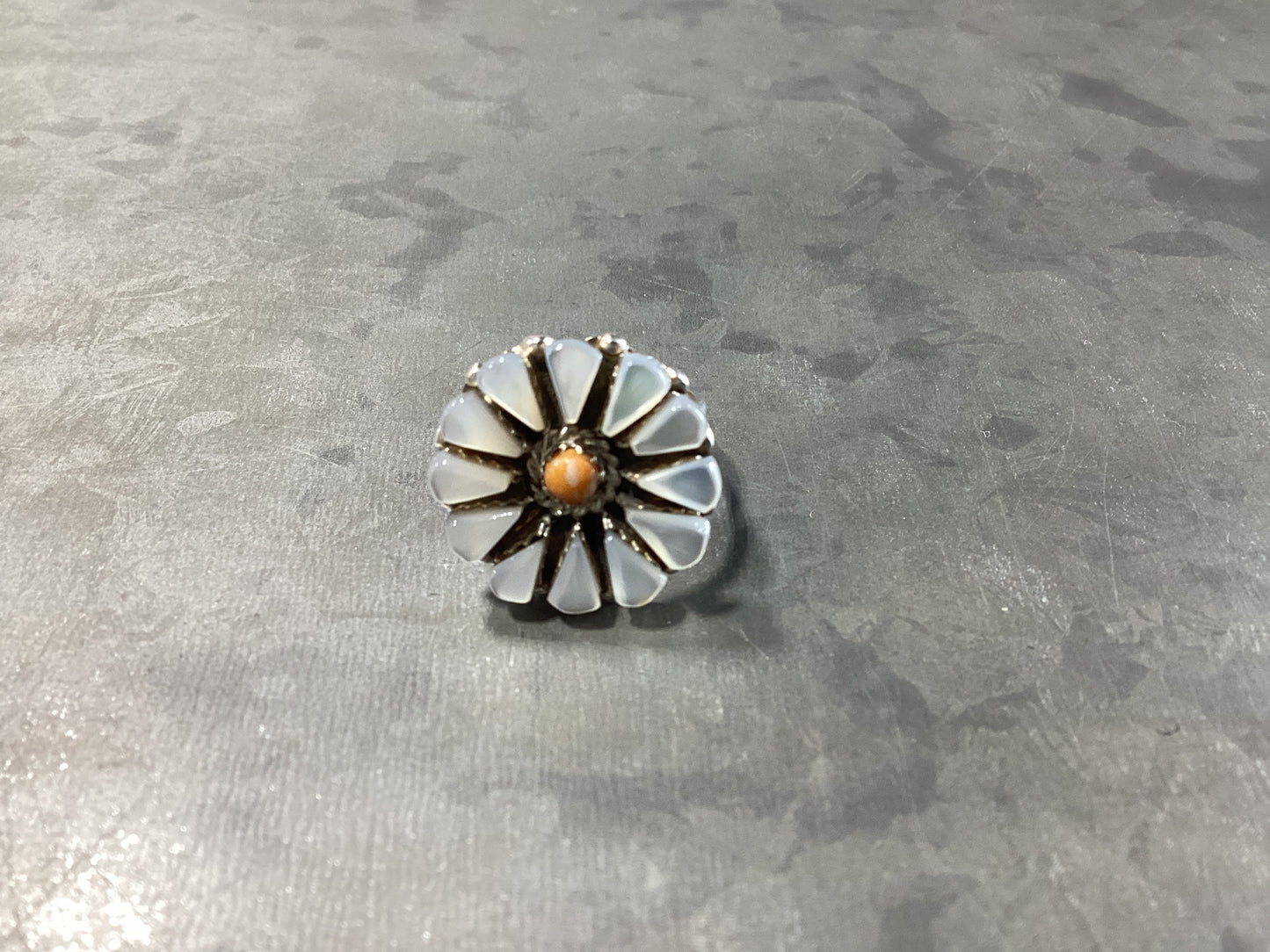 Mother Of Pearl Flower Ring - Size 8