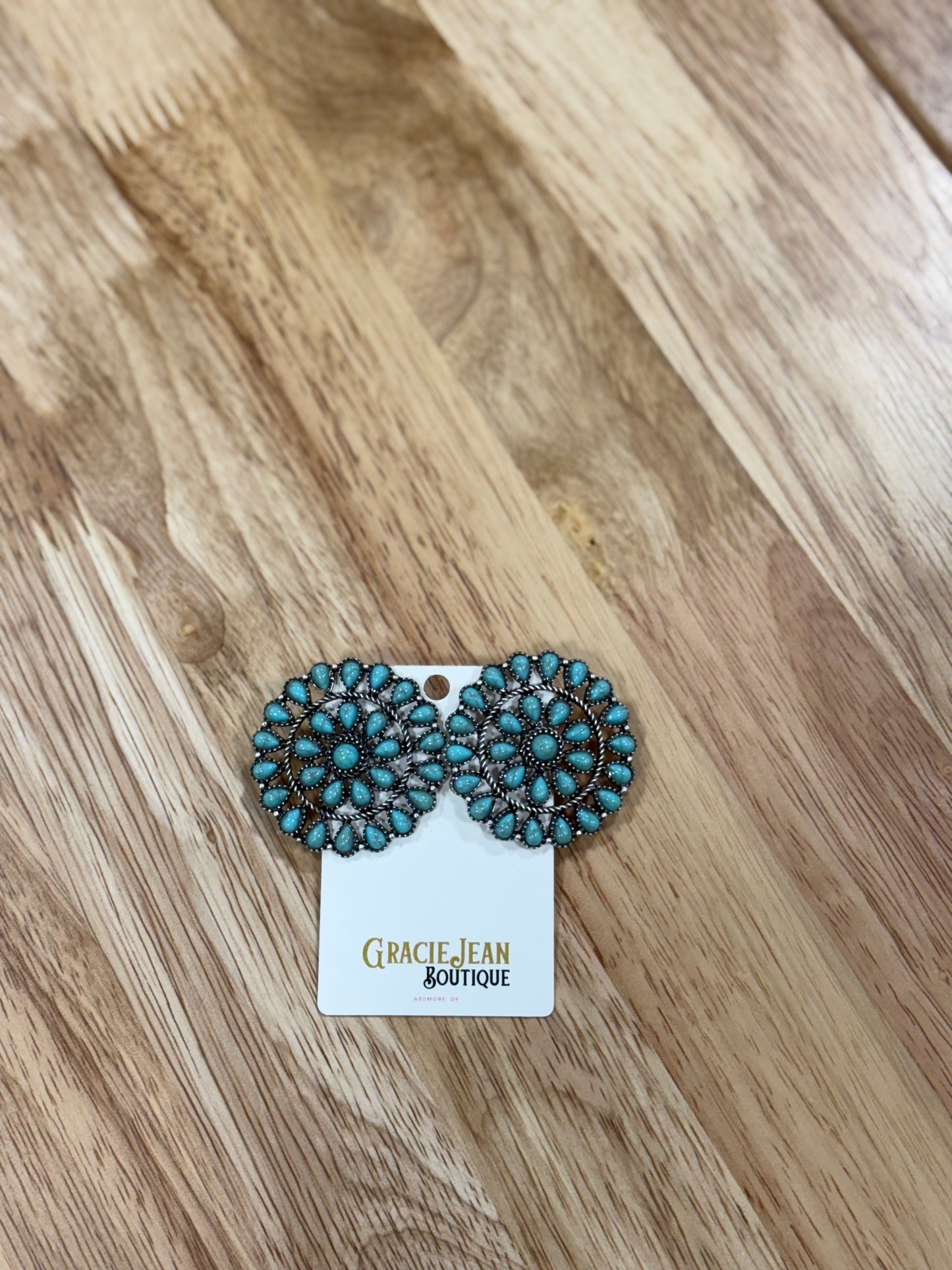 Faux Turquoise Cluster Earrings