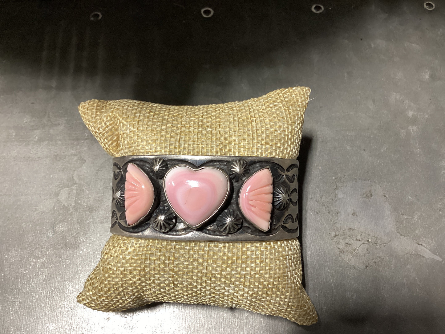 Pink Conch Heart Cuff