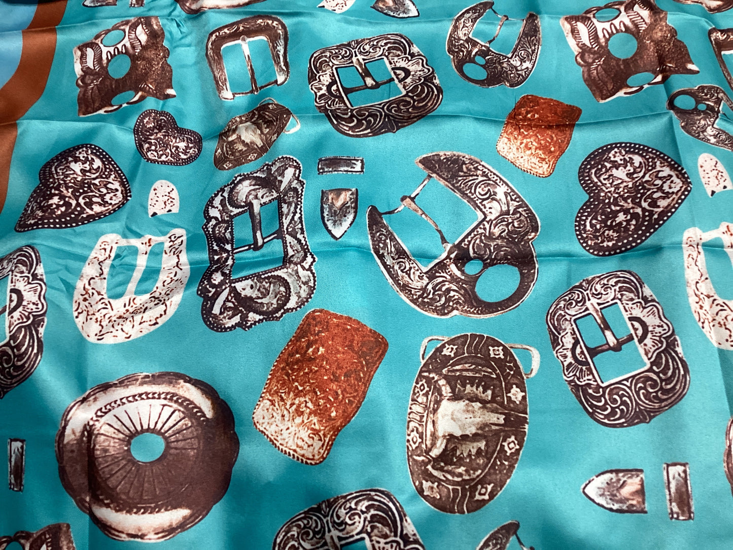 Turquoise buckle Print Scarf