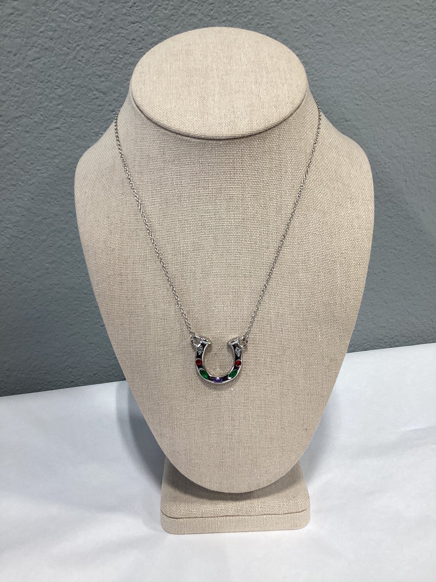 The Lainey Crystal Horseshoe Necklace: Silver