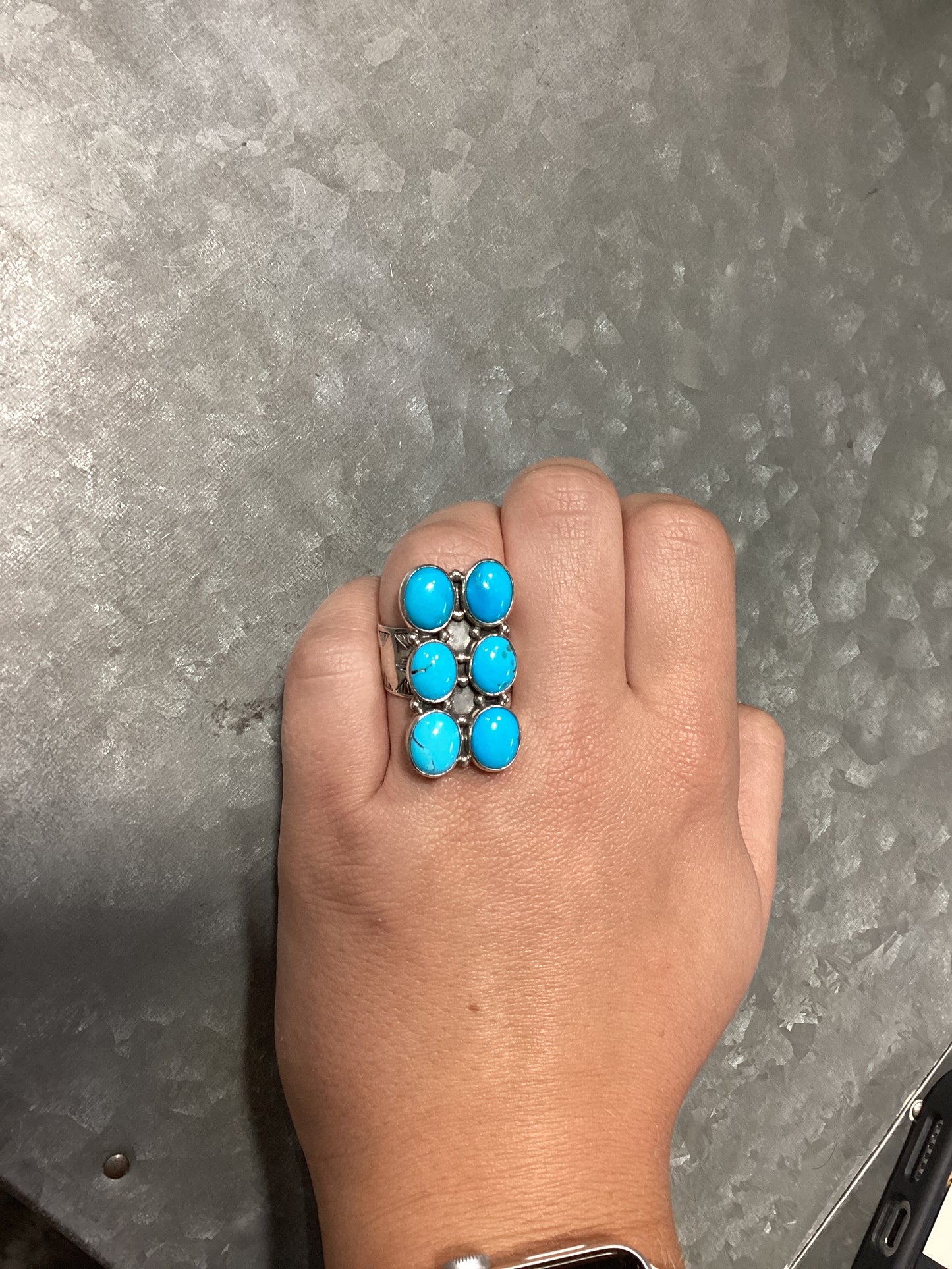 6 Stone Adjustable Turquoise Ring