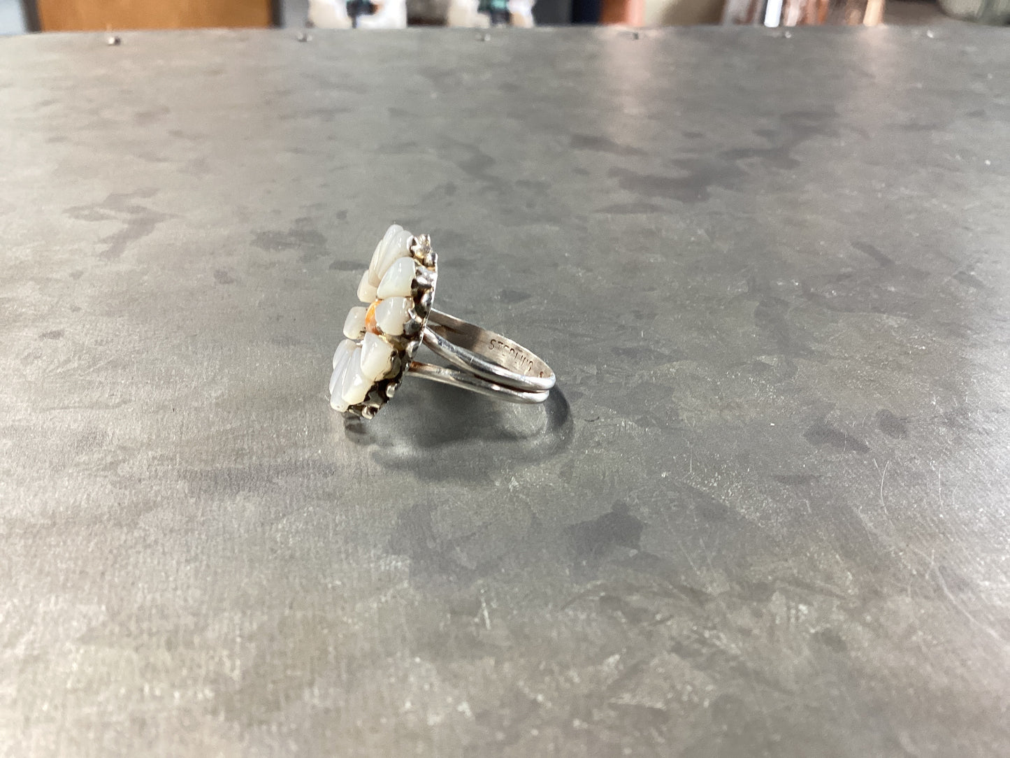 Mother Of Pearl Flower Ring - Size 8