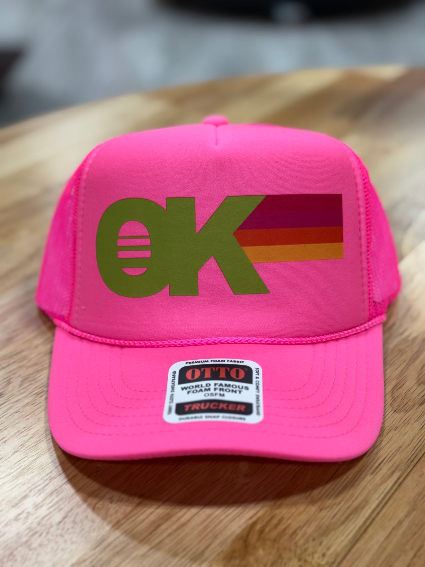 OK Trucker Hat - Neon Pink