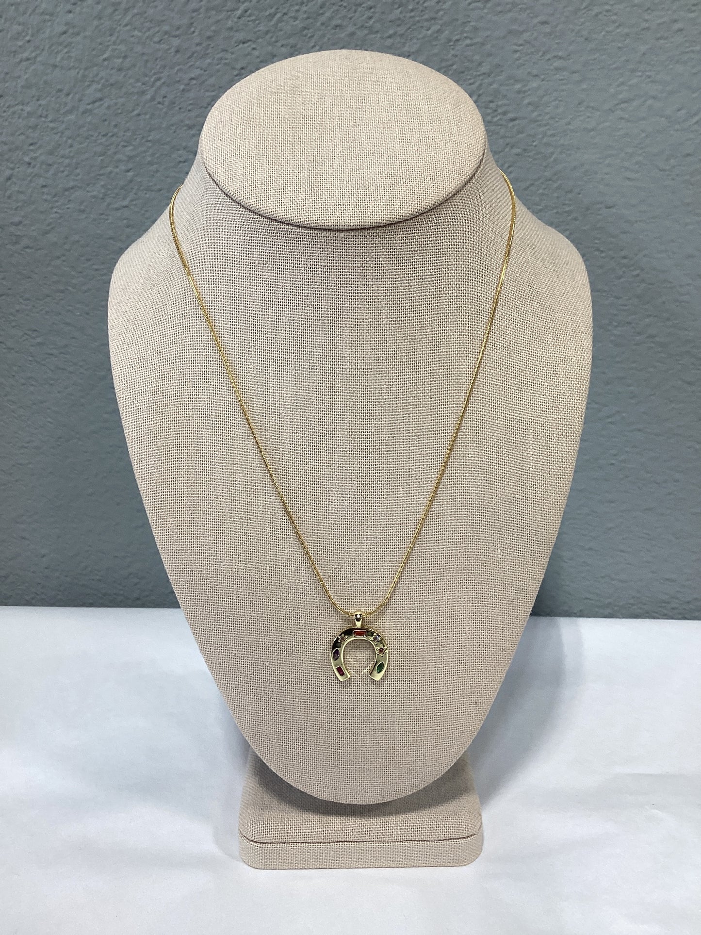Colorful Crystal Horseshoe Necklace