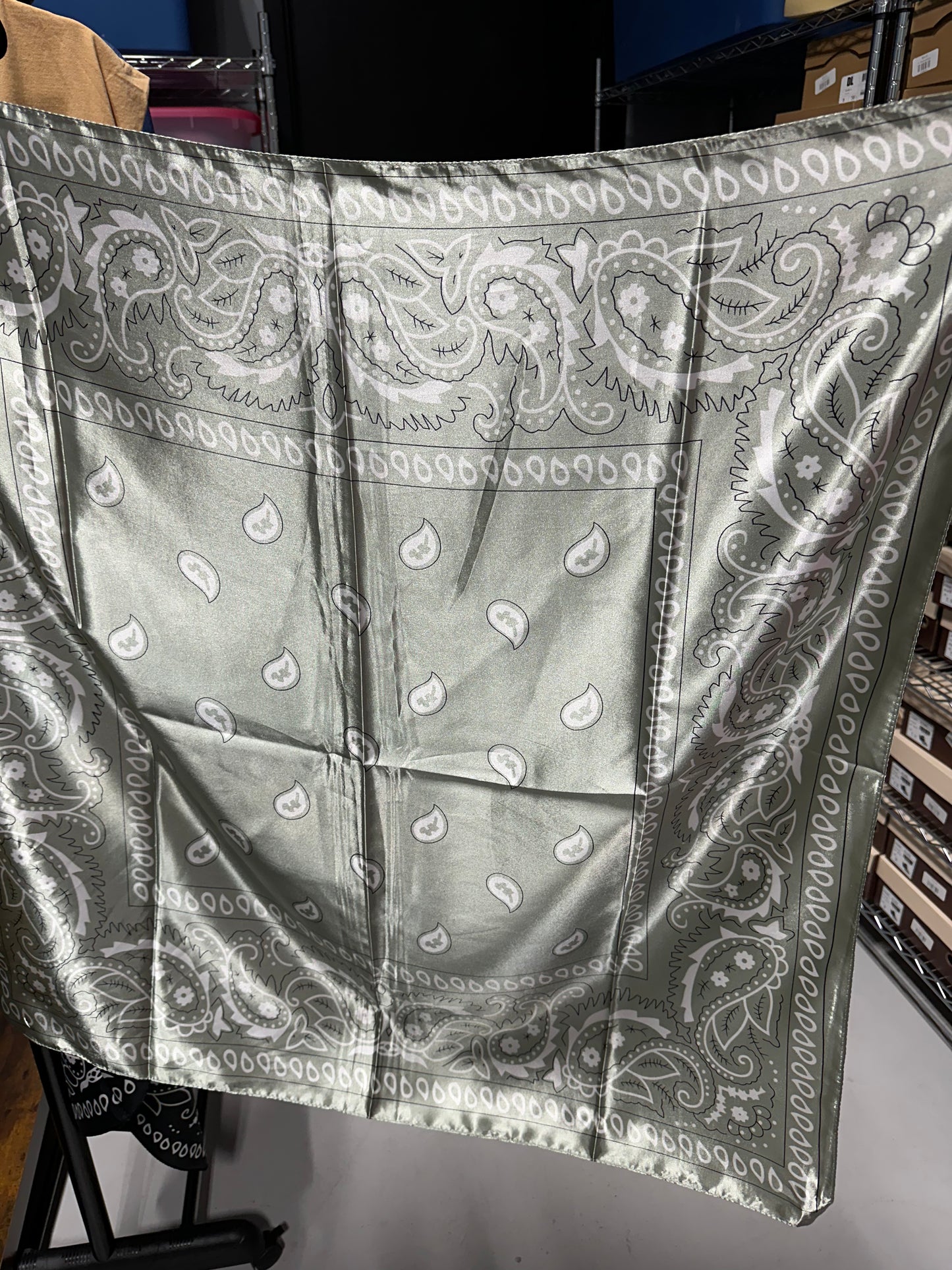 Grey Silk Bandana Scarf