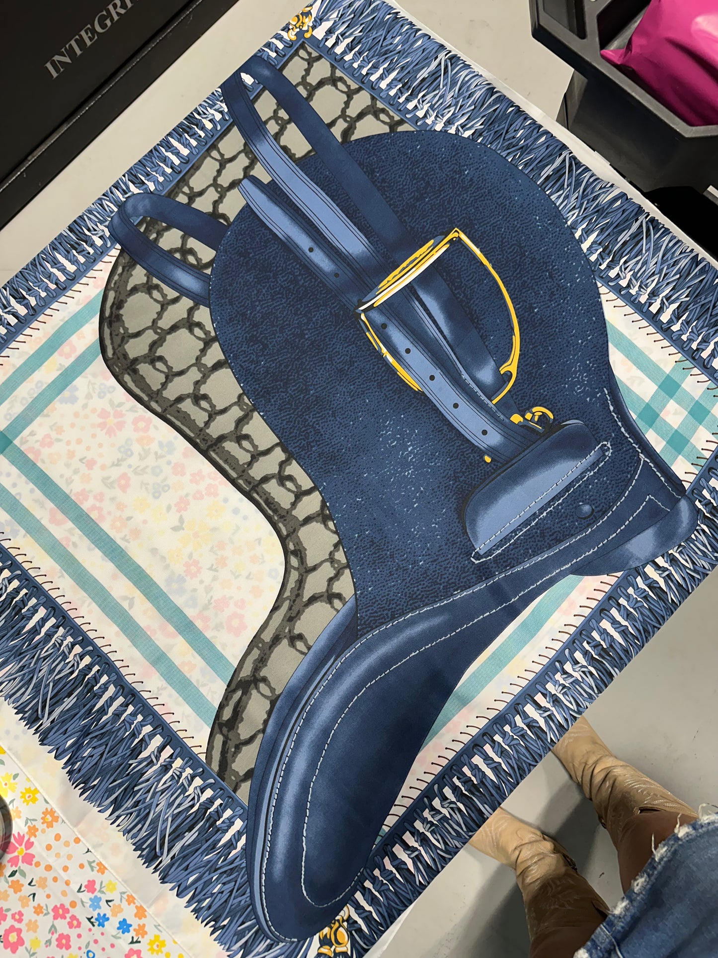 Blue Saddle Print Scarf
