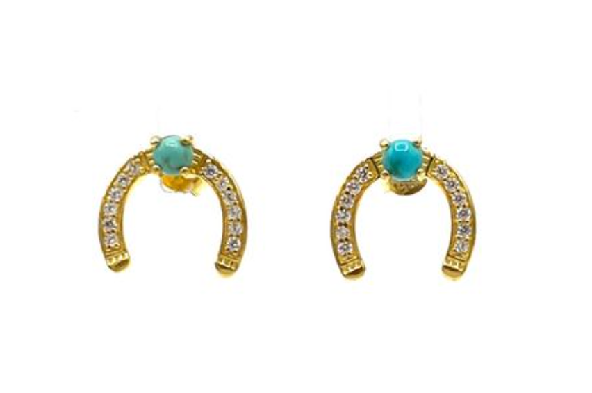 Hada Collection Kingman Turquoise Horshoe Earrings