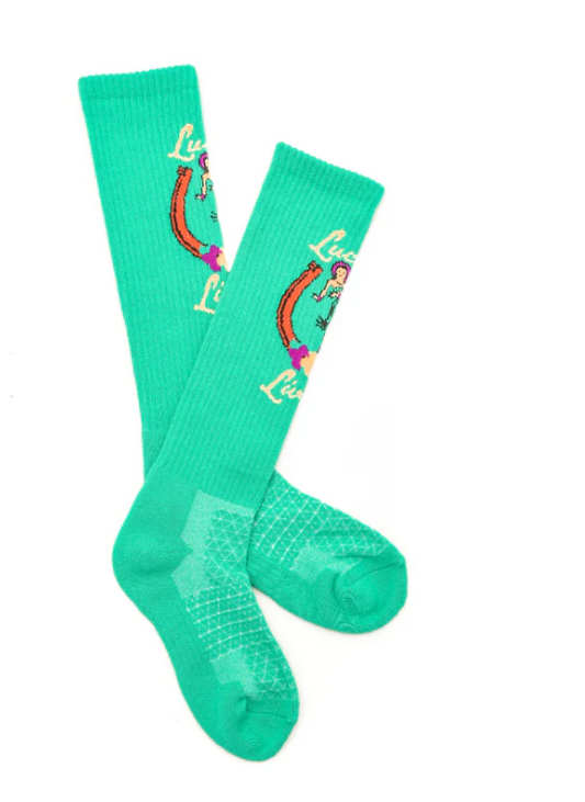Lucky Living Island Cowgirl Turquiose Performance Socks