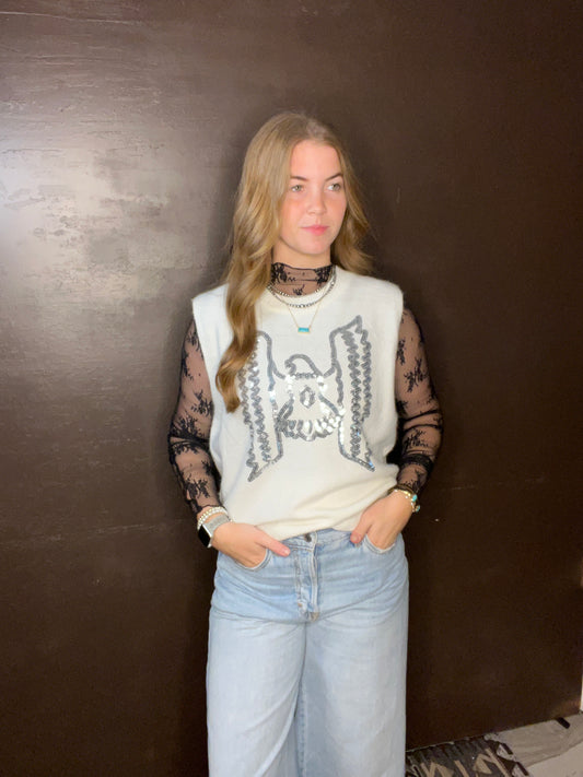 Black Lace Long Sleeve Top