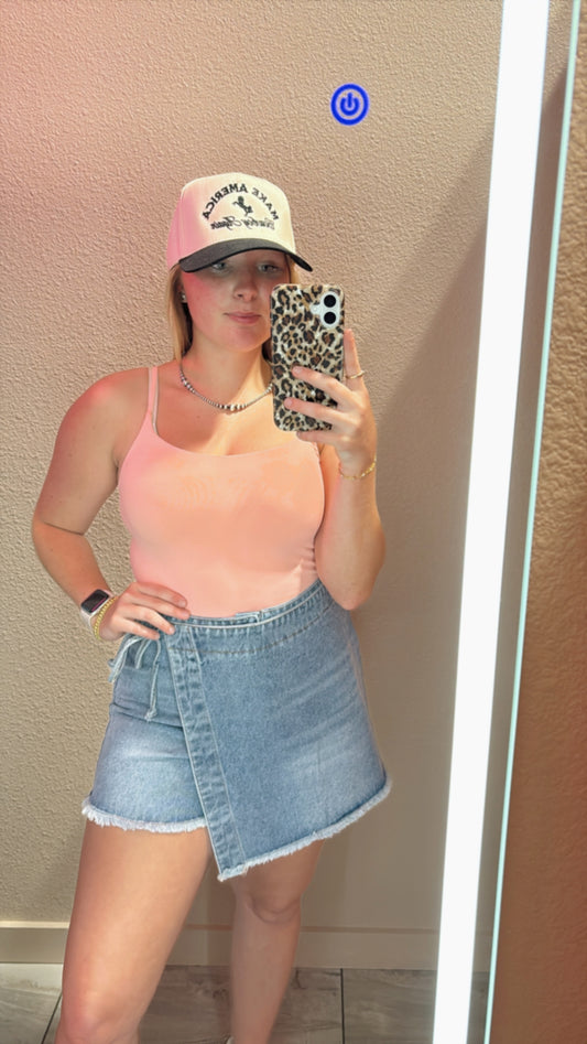 Double Layered Nylon Spandex Seamless Bodysuit: Peaches N Cream