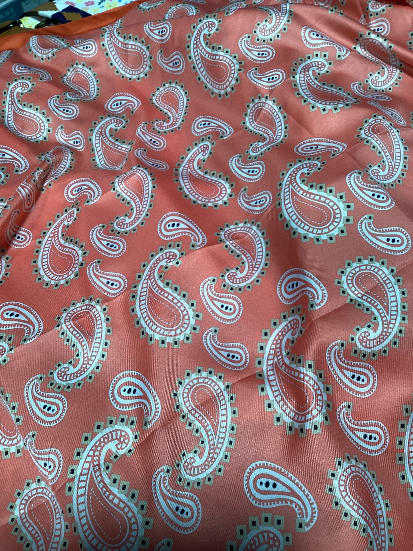 Orange Paisley Print Scarf