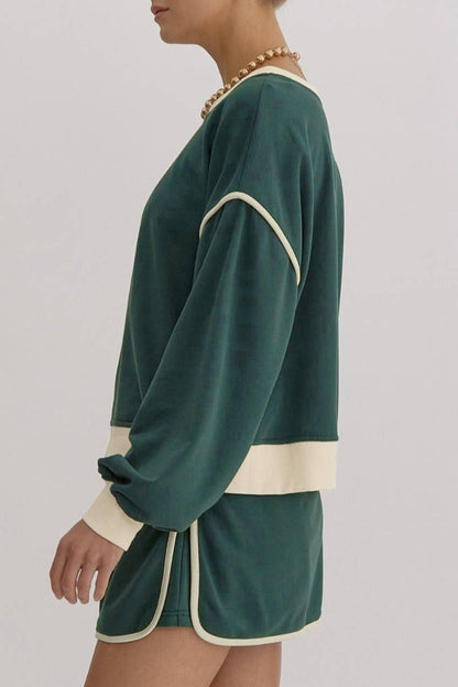 Colorblock Pullover and Skort Set: Evergreen