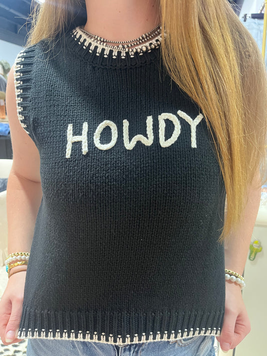 Howdy Pullover Sweater - Black & White