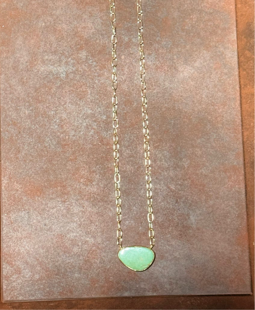 Hada Collection Kingman Turquoise 14K Gold Plate Necklace - Oval 18 inch