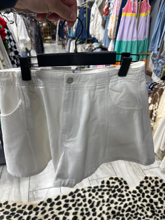 Lelis Collection white Flare Denim Shorts