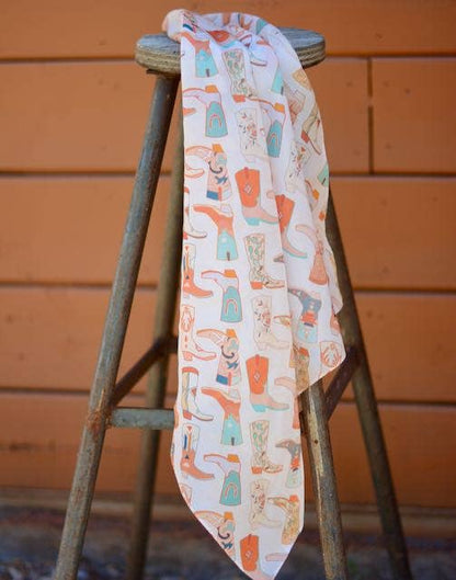 Vibrant Boots: Cowgirl Western Scarf Bandana Silk Wild Rag