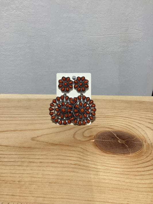 Faux Orange Double Cluster Earrings