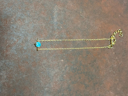 Hada Collection Kingman Turquoise 14K Gold Plate Bracelet