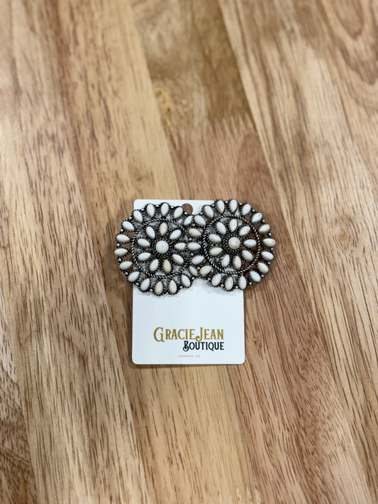 Faux White Cluster Earrings
