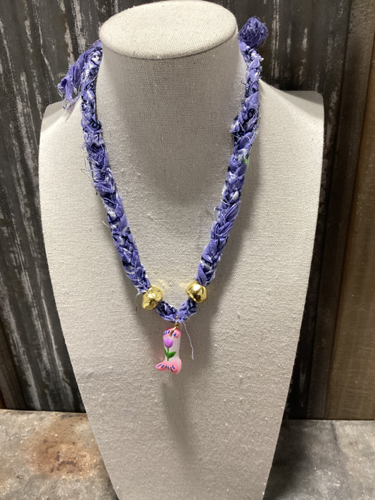 Bandana Boot Charm Necklace - Purple