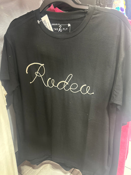 Black "Rodeo" Script T-Shirt