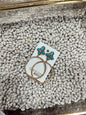 Four Stone Faux Turquoise and Gold Earrings