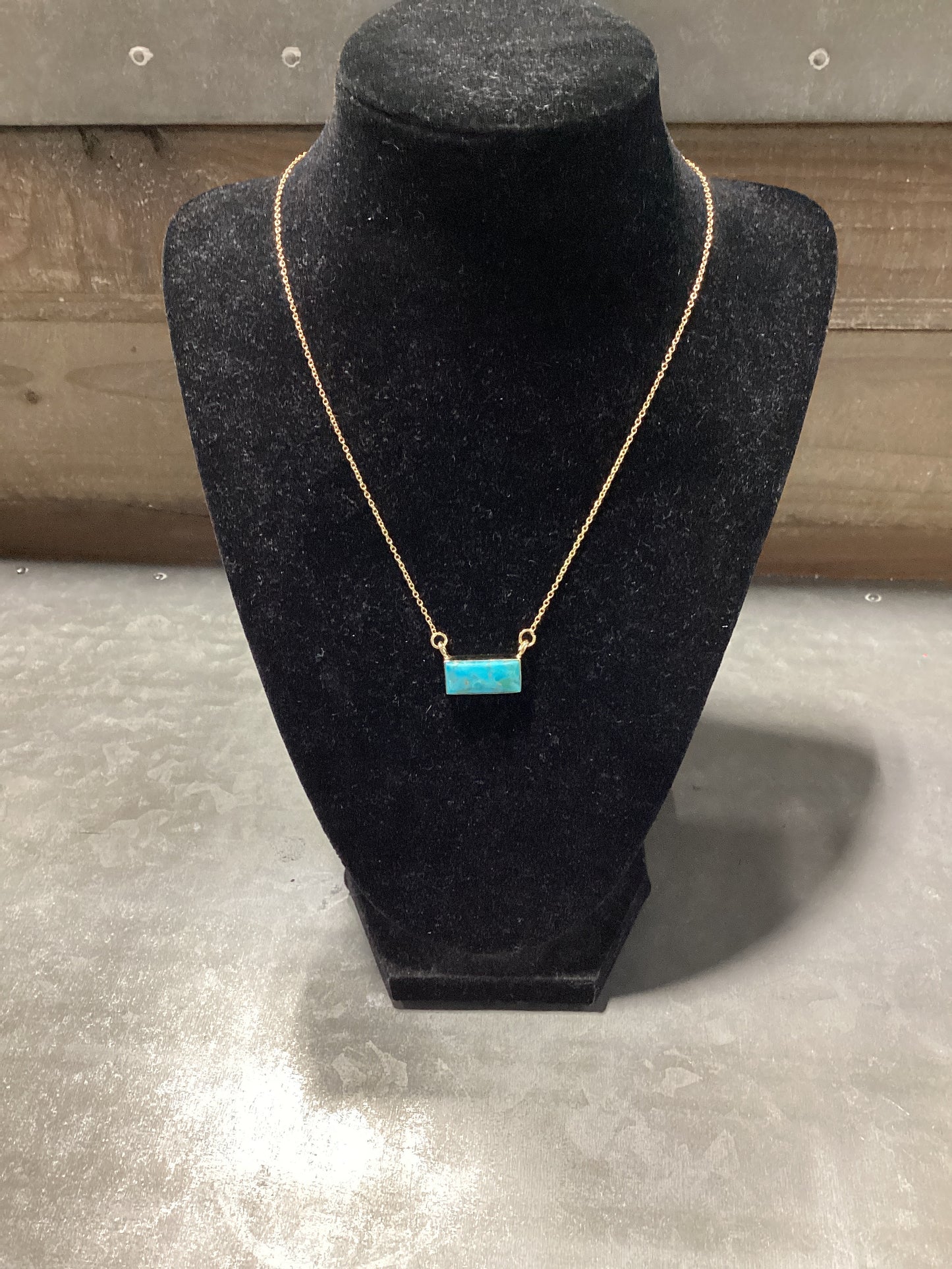 Hada Collection Kingman Turquoise 14K Gold Plated Overlay Necklace