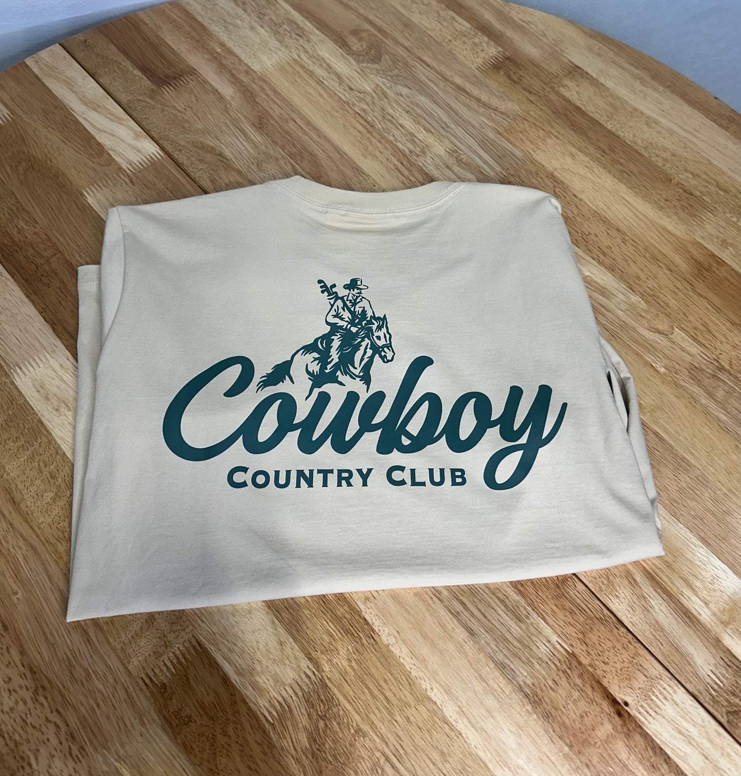 Cursive Club Graphic T-Shirt - Tan