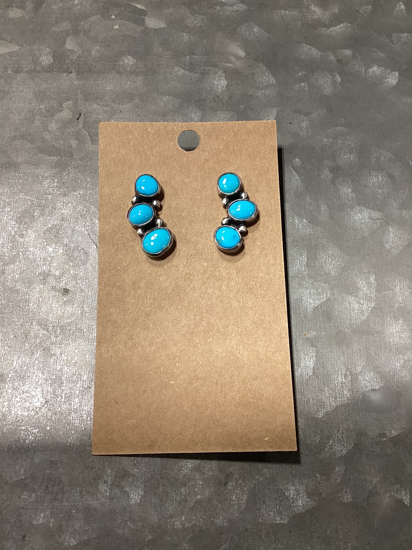 Sleeping Beauty 3 Stone Earrings