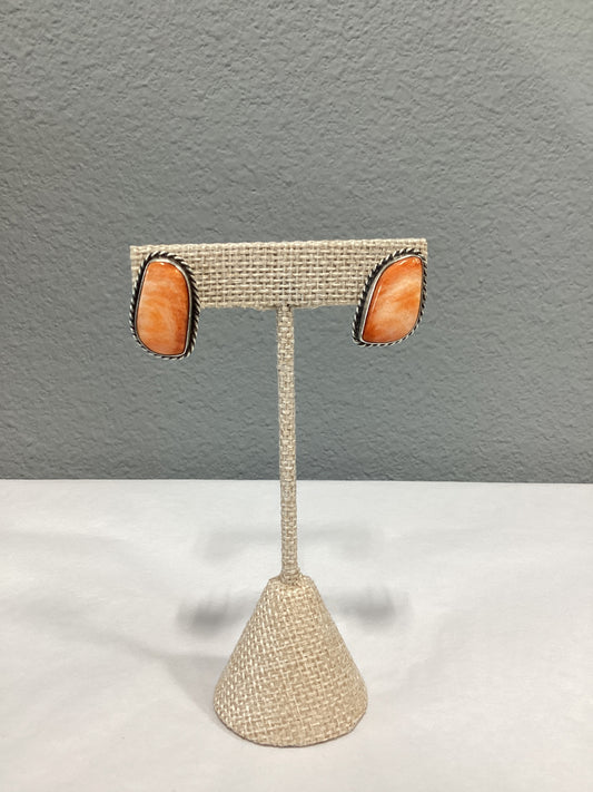 Orange Spiney Studd Earrings