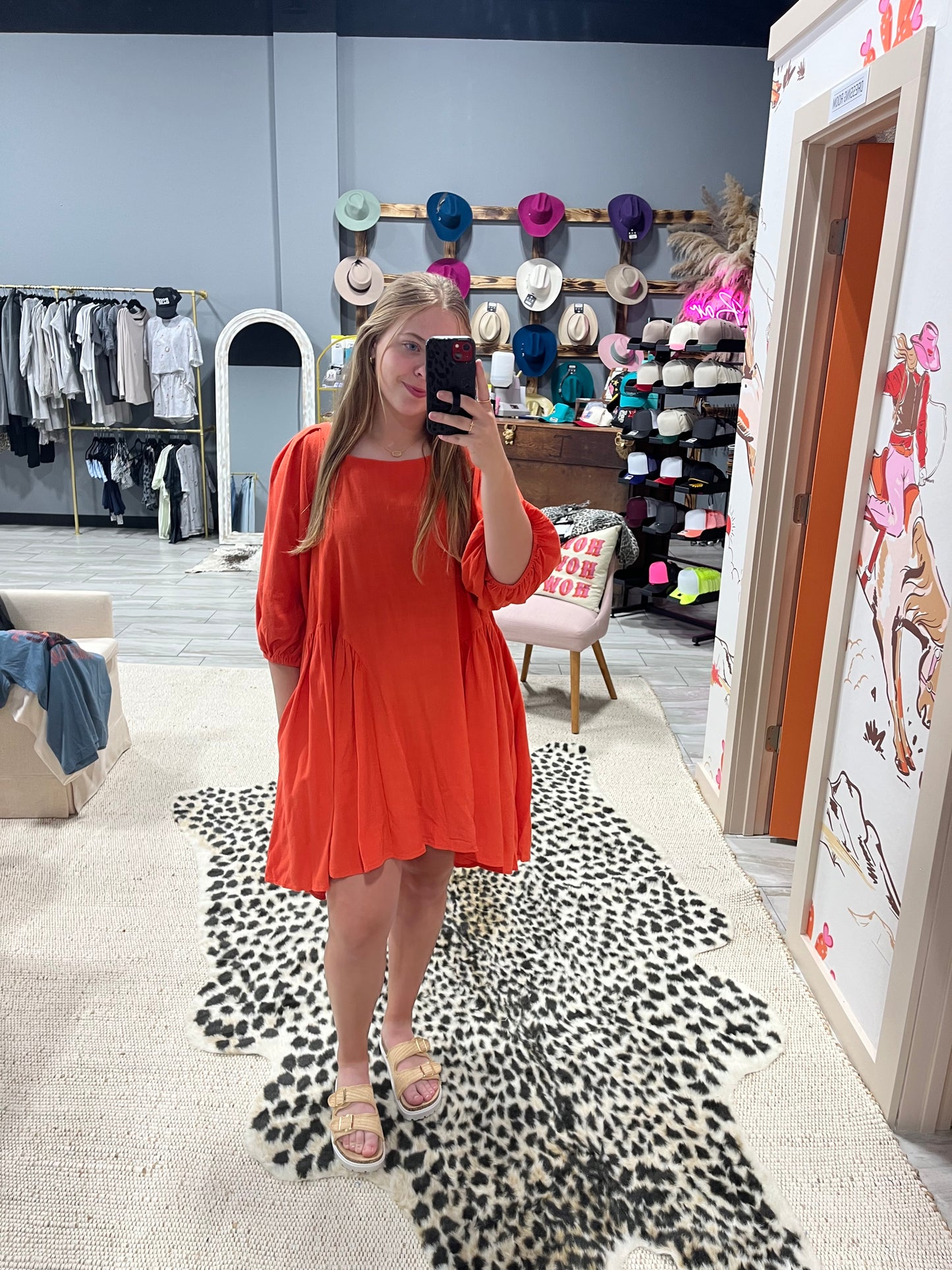 Back Tie Mini Dress - Orange