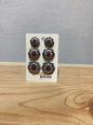 Faux Concho and Orange 3 Drop Earrings