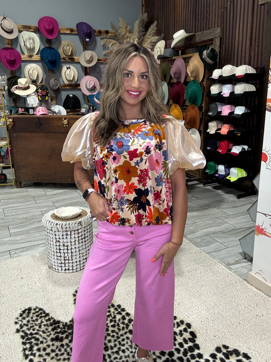 Bubble Sleve Floral Blouse