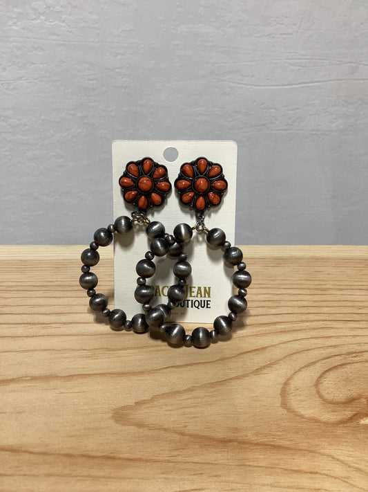 Faux Orange Cluster and Navajo Hoop Inspired Earrings