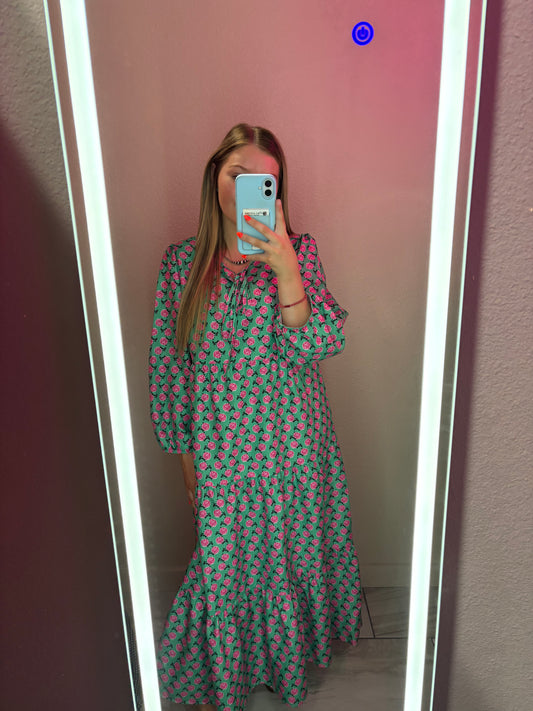 Bohemia Floral Balloon Sleeves Loose Dress